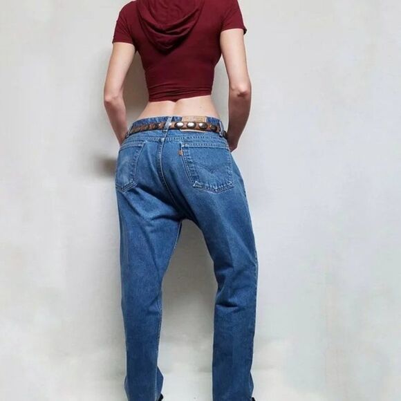 VINTAGE 1996 Levi's 505 Orange Tab Relaxed Fit Tapered Leg Distressed Mom Jeans - Picture 3 of 12